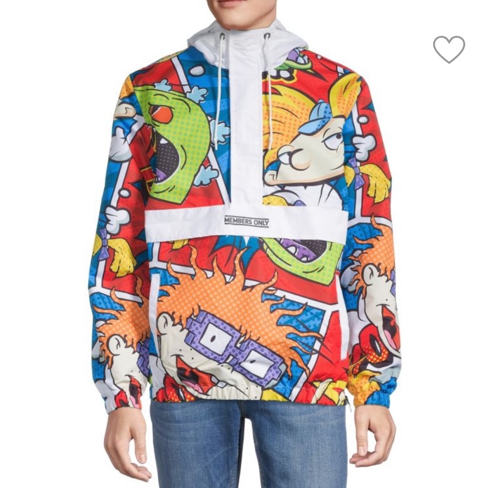 MEMBERS ONLY Graphic Hooded Windbreaker Pop Art Rugrat Design Size Small NWT🔥